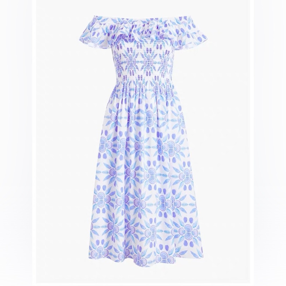 Hill House Akilah Blue Shell Midi Dress Size S - Picture 4 of 8